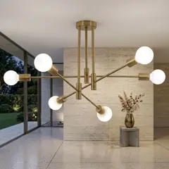 GENERICO - LAMPARA COLGANTE ARAÑA DORADO INCLUYE 6 FOCOS DE 3 TONOS DE LUZ LED