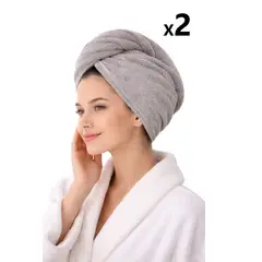 GENERICO - Pack x 2 Toallas microfibra absorbente para cabello - BEIGE