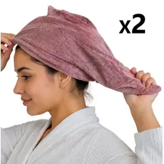 GENERICO - Pack x 2 Toallas microfibra absorbente para cabello -  ROJO