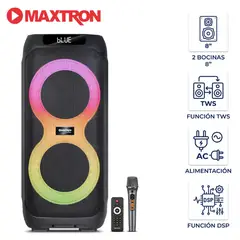 MAXTRON - Torre de Sonido Maxtron Mx 807 Furore 02 Bocinas 8 pulgadas 01 Micro Función DSP