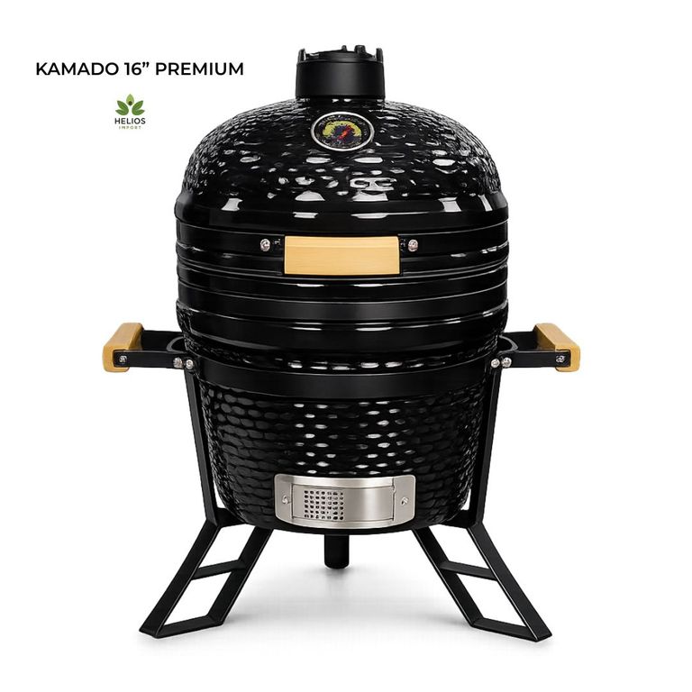 Kamado 16″ Parrilla color Negro HTB para Mesa con Soporte - Funda & Accesorios