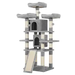 PET MOOD - Rascador Para Gatos Con Rampa Niveles Y Refugios Color Gris