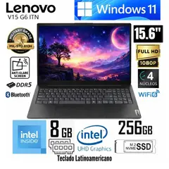 LENOVO - Laptop Lenovo V15 G6 ITN Intel N100 8GB RAM 256GB SSD 15.6 FHD - 83M40016LD