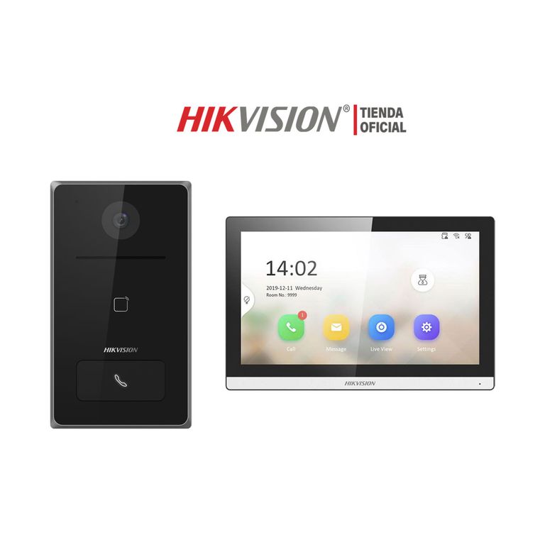 Kit Videoportero IP Hikvision DS-KIS608-P Cámara 2MP Visión Noche Lector Tarjeta