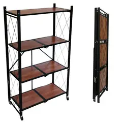 GENERICO - ESTANTE ORGANIZADOR PLEGABLE DE 4 NIVELES MULTIUSO CON REPISAS DE MDF