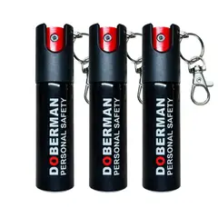 OEM - Pack 3 Gas Pimienta Llavero 20ml Compacto Con Seguro Portátil y Clip Metálico