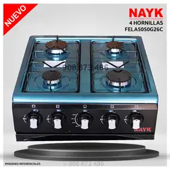 NAYK - Cocina de 4 hornillas Acero Inoxidable NAYK FELA5050G26C - Modelo NUEVO