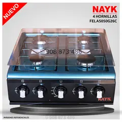 NAYK - Cocina de 4 hornillas Acero Inoxidable NAYK FELA5050G26C - Modelo NUEVO