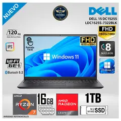 Dell - Laptop DELL 15 DC15255 AMD RYZEN 7 7730U 16GB RAM 1TB SSD 15.6” FHD TOUCHSCREEN LDC15255-7322BLK