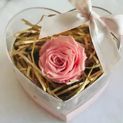 GENERICO - Rosa Eterna Rosada en Corazón Acrílico  Regalo Día de la Madre