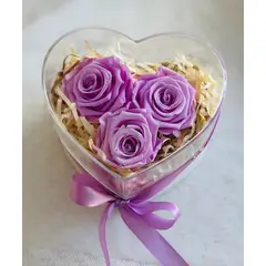 GENERICO - Rosa Eterna Lila x3 en Corazón Acrílico  Regalo Día de la Madre, Aniversario