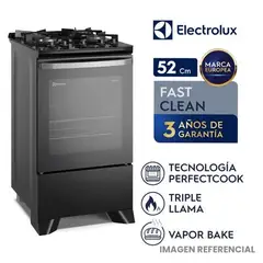 Electrolux - Cocina Electrolux FE4GP 4 Hornillas Triple Llama con Mesa de Vidrio y VaporBake - Negro