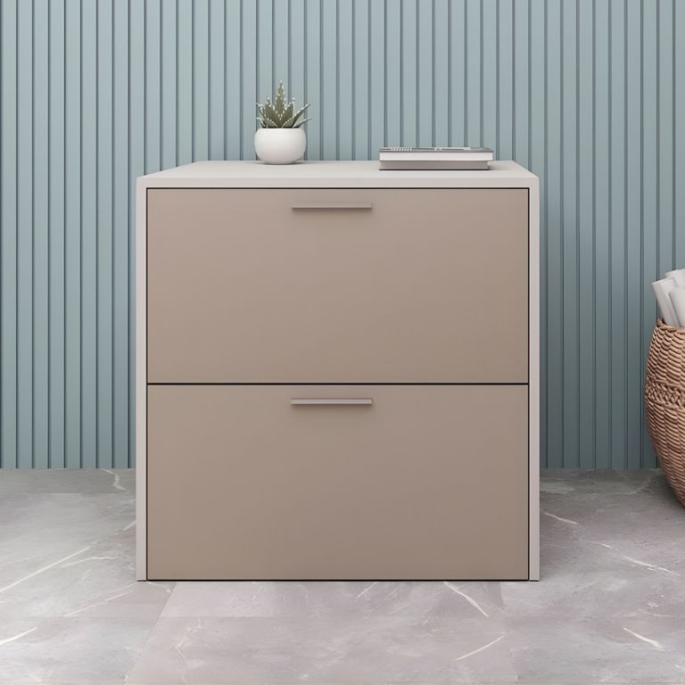 Archivador Renato 2 cajones Taupe y blanco - Masiva Home