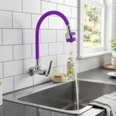 C&A - Llave Caño Morado De Lavadero de Cocina Pico de Ganzo Flexible Para Pared C&A