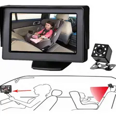 PUREPOWER - Monitor de Bebé con Pantalla 4.3'' y  Visión Nocturna y Ángulo Amplio para Asiento Trasero de Coche