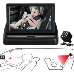 PUREPOWER - Monitor de Bebé con Pantalla 4.3'' y  Visión Nocturna y Ángulo Amplio para Asiento Trasero de Coche