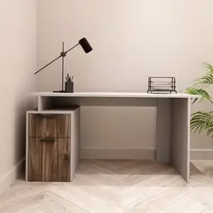 MASIVA HOME - Escritorio Modular 2 cajones Blanco y Avellana - Masiva Home