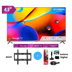 HYUNDAI - TELEVISOR SMART TV HYUNDAI QLED 43 HYLED4326QG + Antena Digital + RACK
