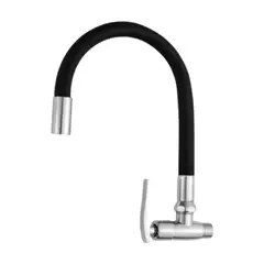 C&A - Caño Flexible para Lavadero C&A Pared Negro y Gris Acero Inoxidable