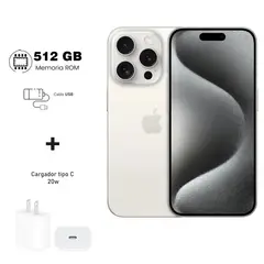 APPLE - Apple Iphone 15 Pro Max 512gb Blanco 5G + Kit de carga. Reacondicionado Grado A+ A2849