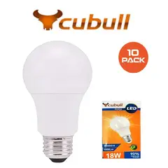 CUBULL - PACK X 10UND: FOCO LED 18W E27 LUZ BLANCA 1800 LM  - MARCA CUBULL JZ-018