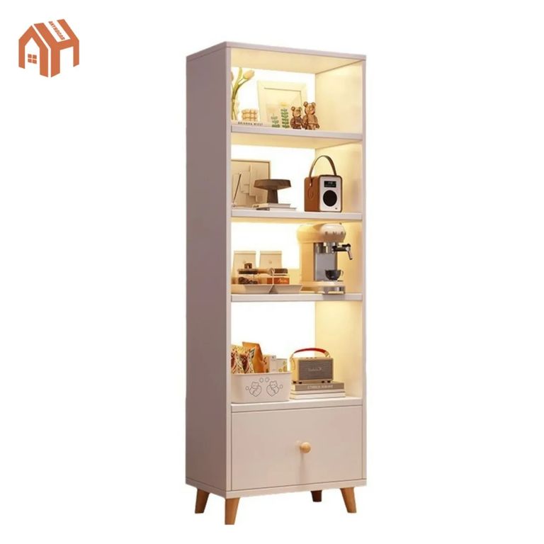 Estantería moderna con cajones y armario de almacenamiento de madera con