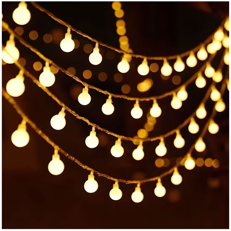 Luces LED Decorativas 16 Metros 200 Focos Cálidos Para Navidad Eventos Jardín Enchufe 220V
