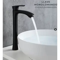 FRATELLI - LLAVE MONOCOMANDO DE LAVATORIO ALTO NEGRO FLORIDA AGUA FRIA