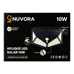 NUVORA - Luminaria Lampara Aplique Solar LED 10W con Sensor de Movimiento