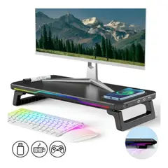 U BUY - Base Soporte Monitor 2 Alturas Rgb 4 Usb Carga Inalámbrica