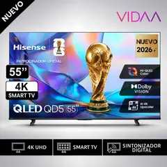 Hisense - Televisor Hisense Smart TV 55 QLED 4K UHD 55QD5SV