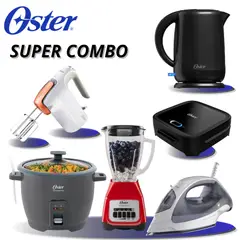 OSTER - Combo Oster 6 en 1: Arrocera + Hervidor + Plancha + Batidora + Sandwichera + Licuadora