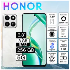 HONOR - Celular Honor 200 Smart 6.8"  Pulg. 8GB RAM 256GB RAM MagicOS 8.0 - Blanco