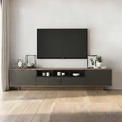 MASIVA HOME - Mesa de TV 70 Kevin Marron claro y Plomo - Masiva Home