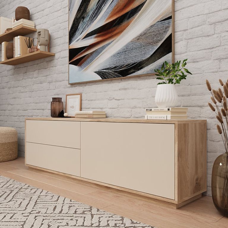 Mesa de TV 65 Muller Marron claro y Beige - Masiva Home