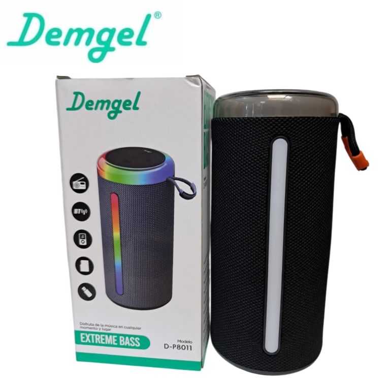 Parlante Demgel Inalambrico Extreme Bass 10 Watts Bluettooth/Micro SD/USB D-P8011 (Modelos 2026)