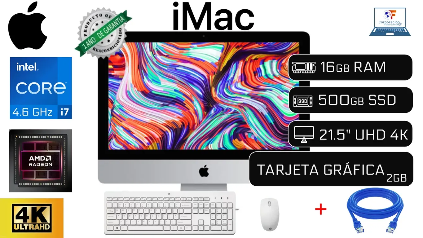 Apple Imac I7 4.6 Ghz 16GB RAM 500GB SSD + Hdd 1TB Video 2GB GDDR5 21.5