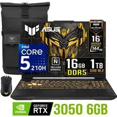 ASUS - Laptop Asus TUF Gaming F16 Intel Core 5-210H Nvidia 6gb RTX3050 16gb Ram 1tb Ssd 16″ Wuxga 144Hz