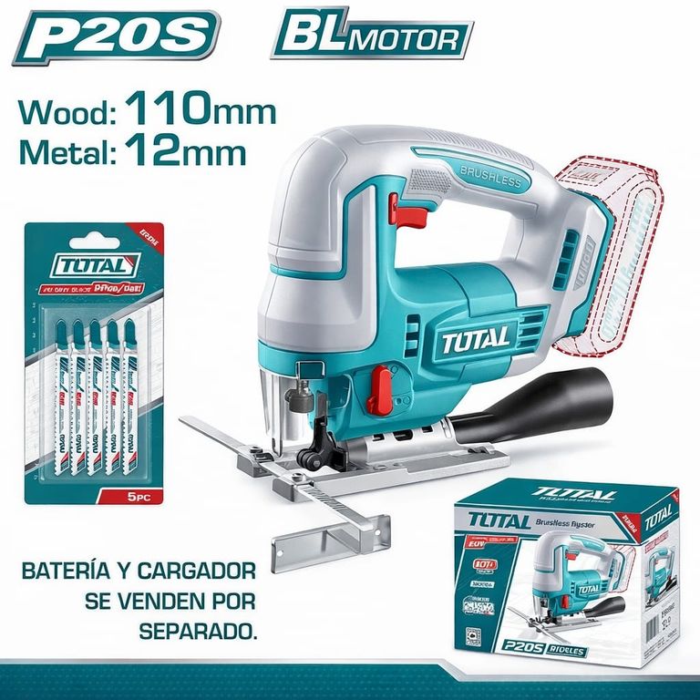 Sierra Caladora Inalámbrica TOTAL Industrial Sin Batería Ni 