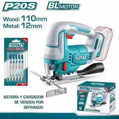 Total Tools - Sierra Caladora Inalámbrica TOTAL Industrial Sin Batería Ni Cargador TJSLI1008