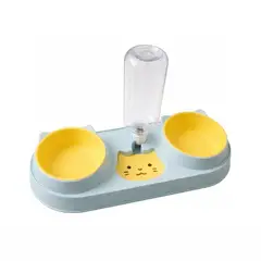 GENERICO - Comedero Y Bebedero Automático Para Mascotas Perros Y Gatos De 3 Cuencos Color Celeste