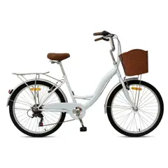 GENERICO - Bicicleta Urbana KOMBAT Lady Aro 24 con Canasta, Parrilla y 7 Velocidades