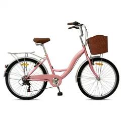 GENERICO - Bicicleta Urbana KOMBAT Lady Aro 26 con Canasta, Parrilla y 7 Velocidades