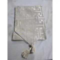GENERICO - Camino de Mesa Decorativo Geométrico Beige Elegante 190x35 cm