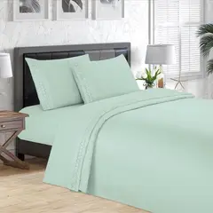 CASATEX - Sábana Bordada 3000 Hilos Casatex (Sophie) - 1.5 Plazas - Verde