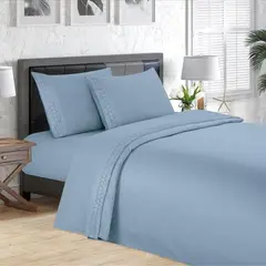 CASATEX - Sábana Bordada 3000 Hilos Casatex (Sophie) - 2 Plazas - Azul