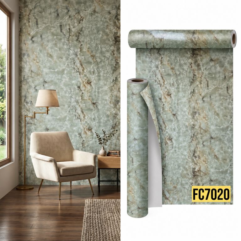 Papel Tapiz Autoadhesivo Tipo Marmol Rollo Vinilico 3,6 m2 - Granito Esmeralda