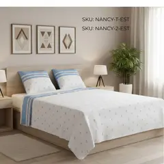NANCY'S COLLECTION - Sábana Nancy Original Especial Estampada - 2 Plazas - Celeste