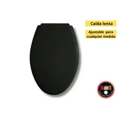 GENERICO - Asiento Tapa Inodoro Elongado Negro Caída lenta