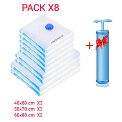 GENERICO - PACK x8 BOLSAS AL VACIO MAS INFLADOR SUCCIONADOR